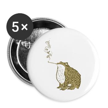 Funky Japanese frog smoking - Buttons large 2.2''/56 mm (5-pack) - white - Front