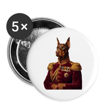 Doberman Portrait: The Royal General - Buttons large 2.2''/56 mm (5-pack) - white - Front