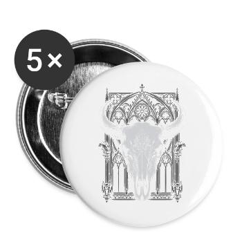 Gothic Bull Skull Crest - Buttons large 2.2''/56 mm (5-pack) - white - Front