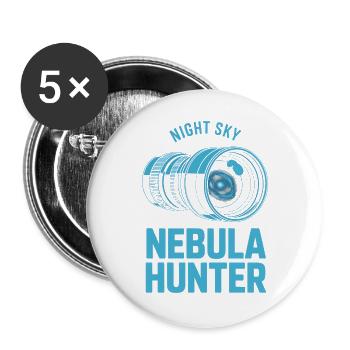 Nebula Hunter Night Sky Teleskop-Tee - Buttons groß 56 mm (5er Pack) - Weiß - Vorne