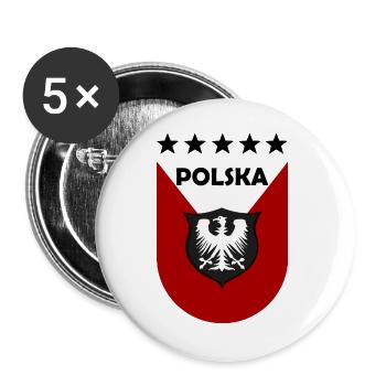 Polnisches Wappen Shield Design - Buttons groß 56 mm (5er Pack) - Weiß - Vorne