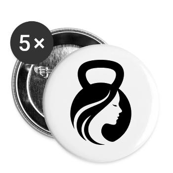 Fitness Queen – Kettlebell Girl - Buttons large 2.2''/56 mm (5-pack) - white - Front