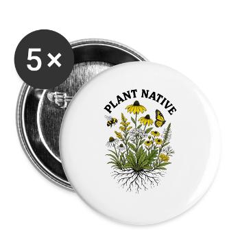 Plantez un jardin indigène des abeilles et des échinaces - Lot de 5 grands badges (56 mm) - blanc - Devant