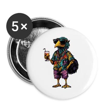 Ostrich Comic Summer - Buttons large 2.2''/56 mm (5-pack) - white - Front