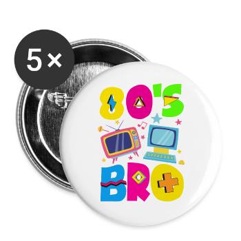 Retro Back to the 80s Vintage Design - Buttons large 2.2''/56 mm (5-pack) - white - Front