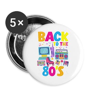 Retro Back to the 80s Vintage Design - Buttons large 2.2''/56 mm (5-pack) - white - Front