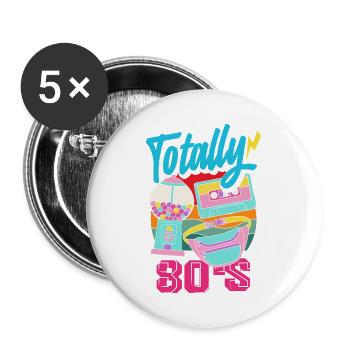 Retro Back to the 80s Vintage Design - Buttons large 2.2''/56 mm (5-pack) - white - Front
