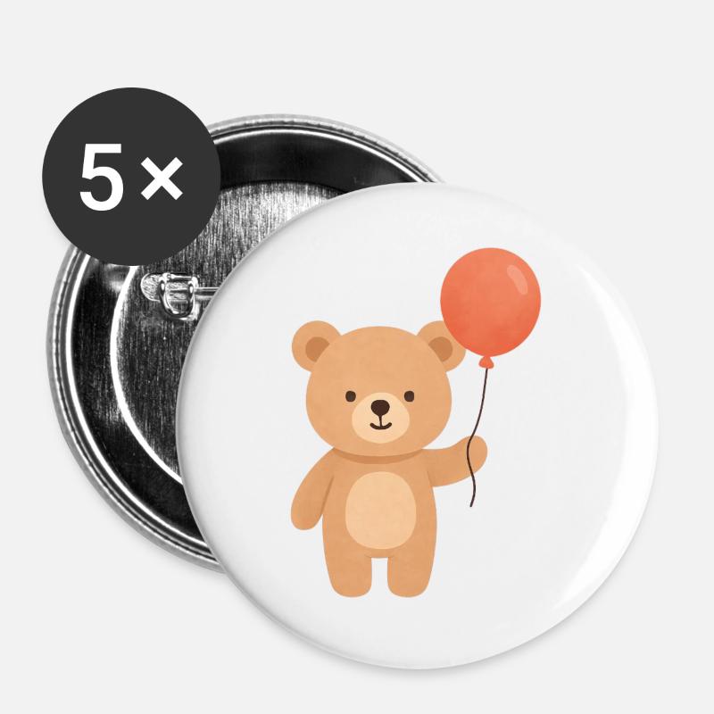 Balloon Bear Whimsy - Buttons large 2.2''/56 mm (5-pack) - white