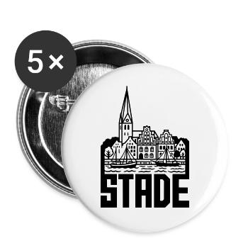 Stade Silhouette Wahrzeichen - Buttons groß 56 mm (5er Pack) - Weiß - Vorne