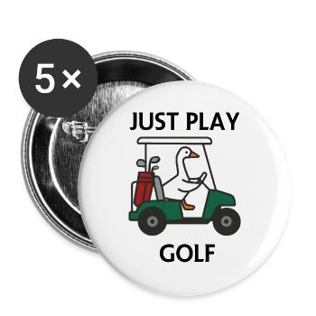 Spiel einfach Golf: Duck dich im Golfwagen - Buttons groß 56 mm (5er Pack) - Weiß - Vorne