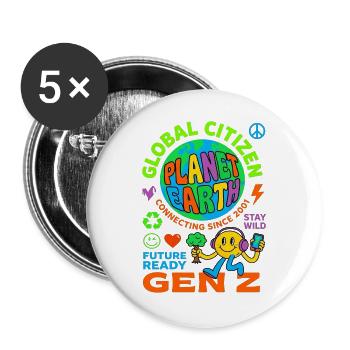 Global Citizen Planet Earth Gen Z - Buttons large 2.2''/56 mm (5-pack) - white - Front