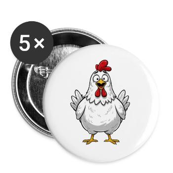 Funny Chicken Chickens Farmers Farmers Gift - Buttons large 2.2''/56 mm (5-pack) - white - Front