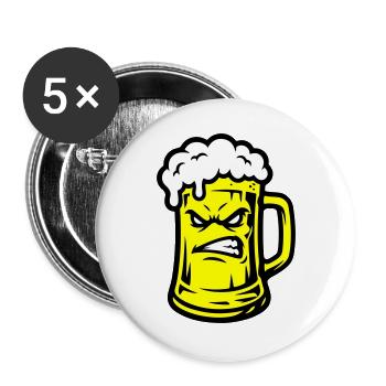 Bier Comic - Buttons groß 56 mm (5er Pack) - Weiß - Vorne