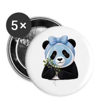 Panda Beauty Spa aux myrtilles - Lot de 5 grands badges (56 mm) - blanc - Devant