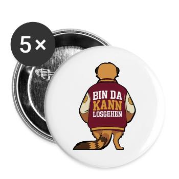 Erdmännchen Bin da kann losgehen Spruch - Buttons groß 56 mm (5er Pack) - Weiß - Vorne