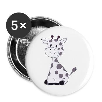 Petite girafe - Lot de 5 grands badges (56 mm) - blanc - Devant