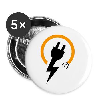Electrician logo with lightning bolt and plug - Buttons large 2.2''/56 mm (5-pack) - white - Front