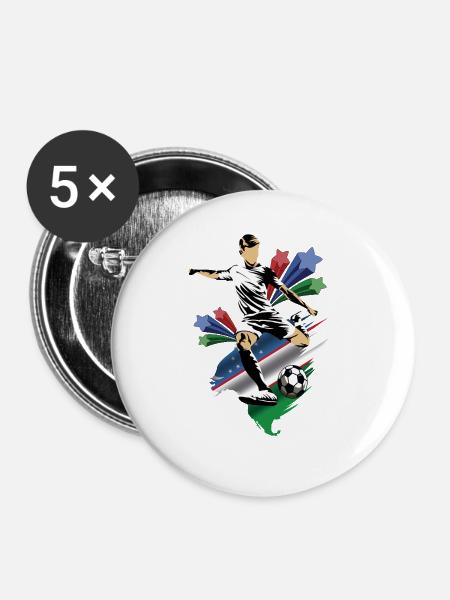 Usbekistan – Usbekistan – Flaggen - Buttons groß 56 mm (5er Pack) - Weiß