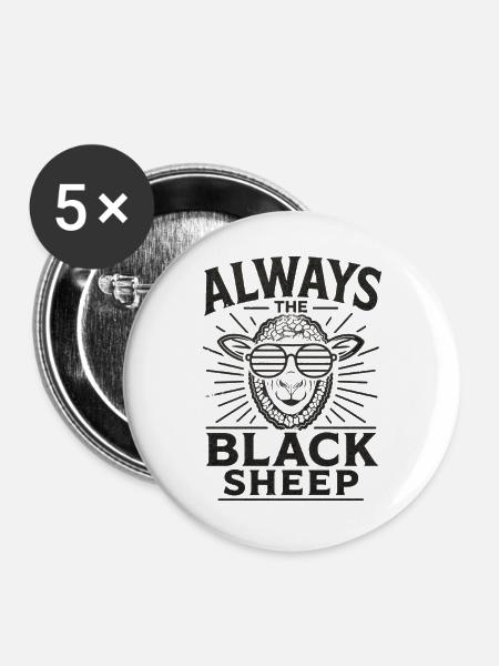 Always the Black Sheep Statement - Buttons groß 56 mm (5er Pack) - Weiß