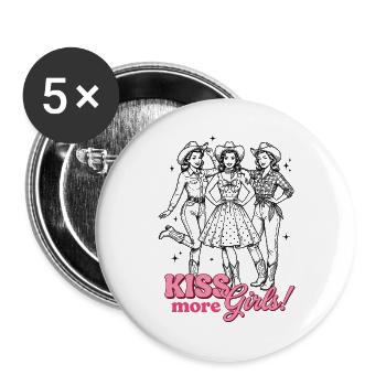 Mois de la fierté LGBTQ - Embrasser plus de filles - Lot de 5 grands badges (56 mm) - blanc - Devant