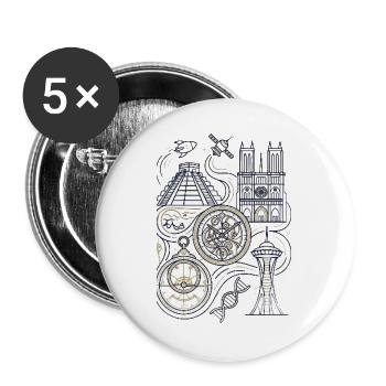 Cosmic Clockworks: Space and Stone - Buttons large 2.2''/56 mm (5-pack) - white - Front