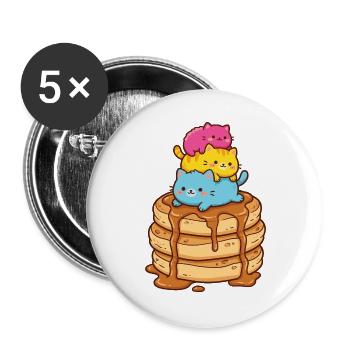 Pride Month LGBTQ – Pansexuelle Katzen - Buttons groß 56 mm (5er Pack) - Weiß - Vorne