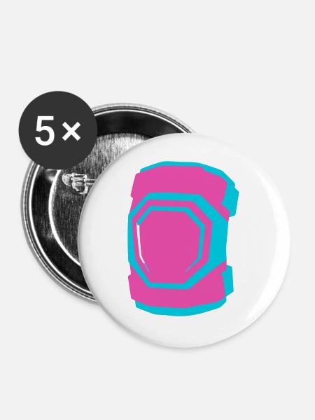 Knieschoner Rollschuhfahren Roller Derby Skaten - Buttons groß 56 mm (5er Pack) - Weiß