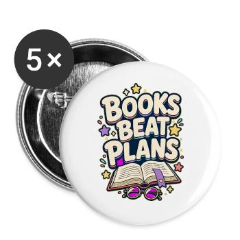 BOOKS BEAT PLANS Nap - Buttons large 2.2''/56 mm (5-pack) - white - Front