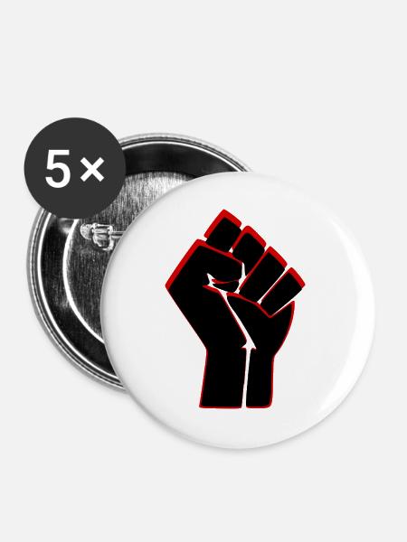 Widerstandsfaust - Das Zeichen sozialer Bewegungen - Buttons groß 56 mm (5er Pack) - Weiß
