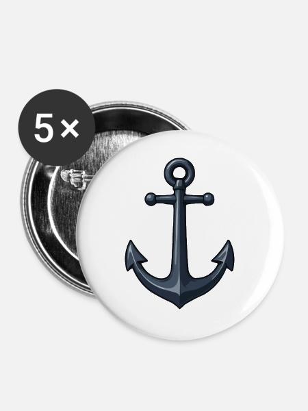Dunkler Anker Illustration - Buttons groß 56 mm (5er Pack) - Weiß