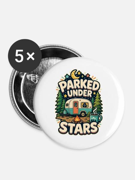 PARKED UNDER STARS - Buttons groß 56 mm (5er Pack) - Weiß