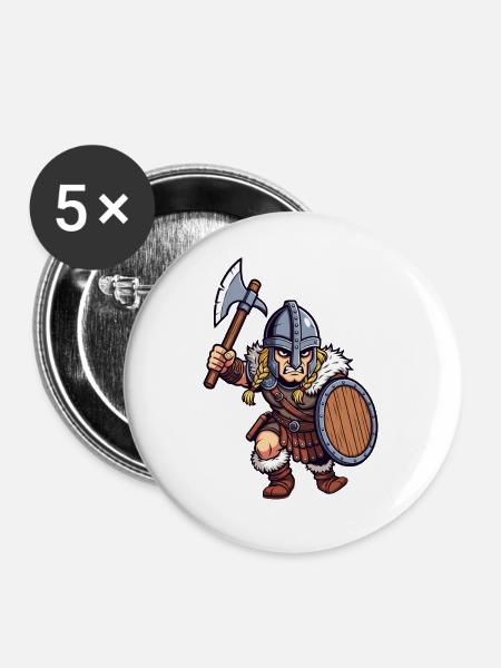 Kämpfender Germane - Buttons groß 56 mm (5er Pack) - Weiß