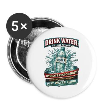 Club d’hydratation de l’eau - Lot de 5 grands badges (56 mm) - blanc - Devant