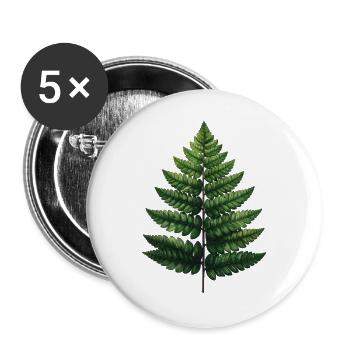 Green Fern Leaves Watercolor Illustration - Buttons large 2.2''/56 mm (5-pack) - white - Front