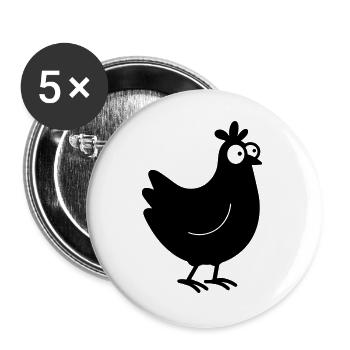 poulet - Lot de 5 grands badges (56 mm) - blanc - Devant