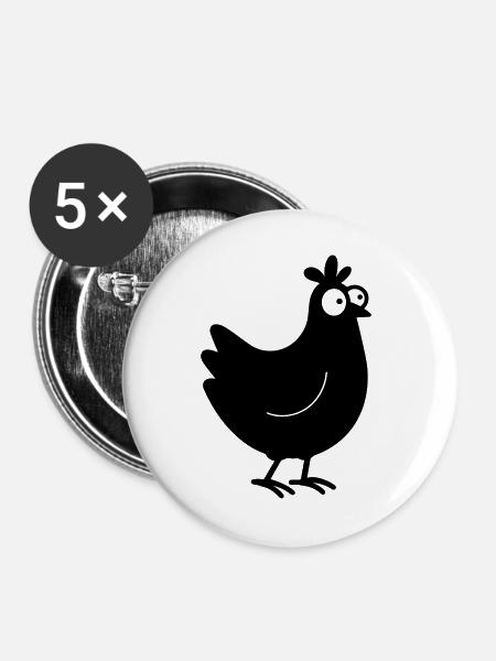 Huhn - Buttons groß 56 mm (5er Pack) - Weiß