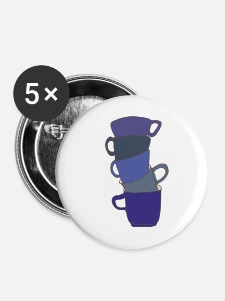 Gestapelte Indigo-Tassen - Buttons groß 56 mm (5er Pack) - Weiß