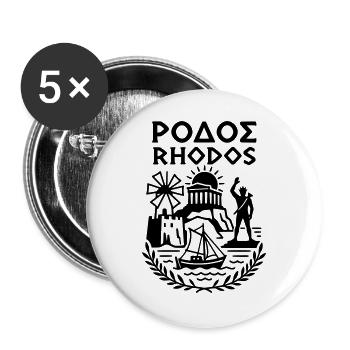 Rhodos Griechenland Urlaub - Buttons groß 56 mm (5er Pack) - Weiß - Vorne