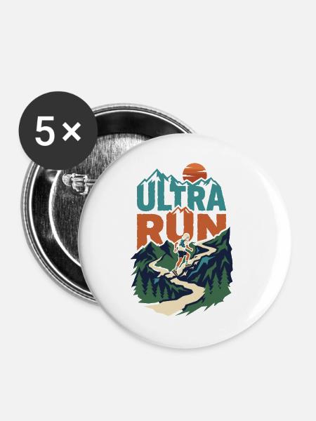 Ultra Run - Buttons groß 56 mm (5er Pack) - Weiß