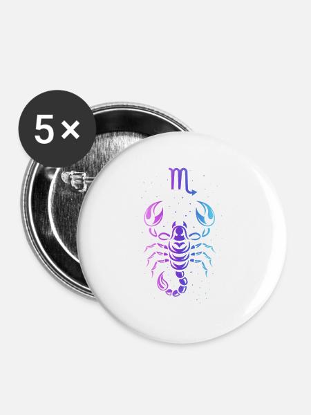 Gradient Skorpion-Tierkreis - Buttons groß 56 mm (5er Pack) - Weiß