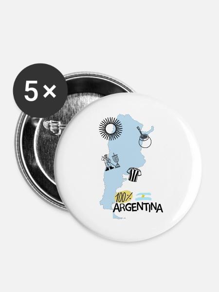 100% Argentina - Buttons groß 56 mm (5er Pack) - Weiß