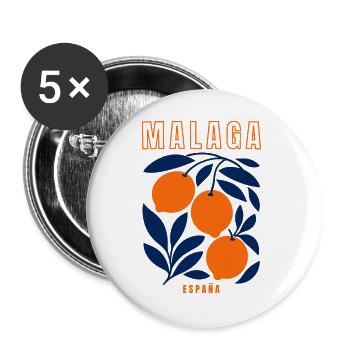Malaga Spanien Orangen  - Buttons groß 56 mm (5er Pack) - Weiß - Vorne