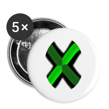Neon X Pattern Green Black - Buttons large 2.2''/56 mm (5-pack) - white - Front