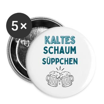 Kalteschaum Süppchen Typo - Buttons groß 56 mm (5er Pack) - Weiß - Vorne