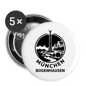 Bogenhausen München – Skyline & Friedensengel - Buttons groß 56 mm (5er Pack) - Weiß - Vorne