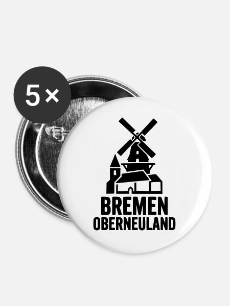 Oberneuland Bremen Skyline - Buttons groß 56 mm (5er Pack) - Weiß