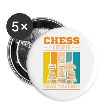 Échiquier des joueurs d’échecs - Lot de 5 grands badges (56 mm) - blanc - Devant