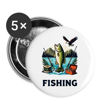 Illustration de l’éclaboussure de bar au bord du lac - Lot de 5 grands badges (56 mm) - blanc - Devant