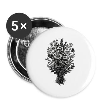 Vintage Wildflowers Linocut Botany - Buttons large 2.2''/56 mm (5-pack) - white - Front