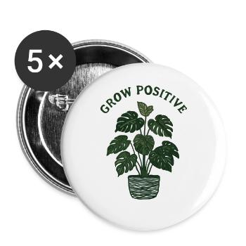 Motif positif de monstera de croissance - Lot de 5 grands badges (56 mm) - blanc - Devant